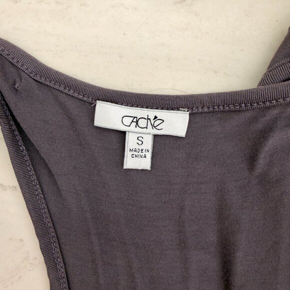 Vintage Cache Grey Top w/ Stones Sz. S (M) Sleeveless Figure Flattering - Picture 12 of 16